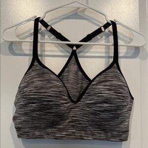 Danskin Striped Black and Gray Sports Bra